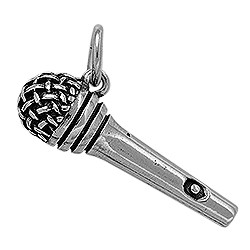 Anhänger Mikrophon, Mikrofon in echt Sterling-Silber 925 oder Gold, Charm, Ketten- oder Bettelarmband-Anhänger