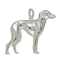 Anhänger Windhund in echt Sterling-Silber 925 oder Gelbgold 585, Ketten- oder Schlüssel-Anhänger