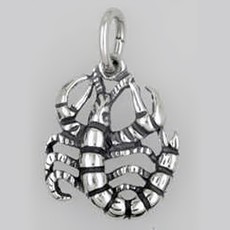 Anhänger Skorpion, Tierkreiszeichen in echt Sterling-Silber 925 oder Gold, Charm, Ketten- oder Bettelarmband-Anhänger