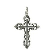 Anhänger Kreuz mit Blumenkranz in echt Sterling-Silber 925 oder Gold, Ketten- oder Schlüssel-Anhänger