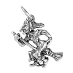 Anhänger Hexe in echt Sterling-Silber 925 oder Gold, Charm, Ketten- oder Bettelarmband-Anhänger