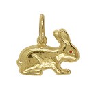Anhänger Kaninchen in echt Gelbgold, Charm, Ketten- oder Bettelarmband-Anhänger