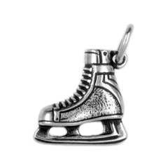 Anhänger Schlittschuh Eishockey in echt Sterling-Silber 925 oder Gold, Charm, Ketten- oder Bettelarmband-Anhänger
