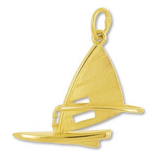 Anhänger Windsurfbrett in echt Sterling-Silber 925 oder Gold, Charm, Ketten- oder Bettelarmband-Anhänger