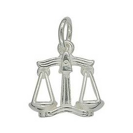 Anhänger Waage, Sternzeichen in echt Sterling-Silber 925 oder Gold, Charm, Ketten- oder Bettelarmband-Anhänger