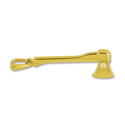 Anhänger Beil in echt Gold mit Brillant, Charm, Ketten- oder Bettelarmband-Anhänger