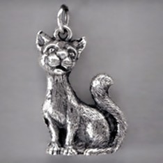 Anhänger Katze in echt Sterling-Silber 925 und Gold, Ketten- oder Schlüssel-Anhänger
