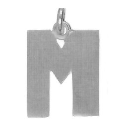 Anhänger Buchstabe "M" in echt Sterling-Silber 925 weiß, Ketten- oder Schlüssel-Anhänger