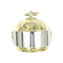 Anhänger Motorsport-, Formel Helm, Rennhelm mit Visier echt Gold, Charm, Ketten- oder Bettelarmband-Anhänger