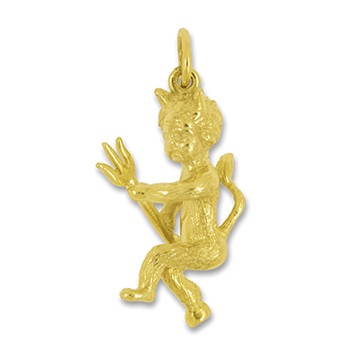 Anhänger Teufel in echt Sterling-Silber 925 oder Gelbgold, Charm, Ketten- oder Bettelarmband-Anhänger