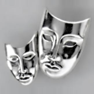 Anhänger Masken, Charm in echt Sterling-Silber 925, Gold oder teilvergoldet, Ketten- oder Bettelarmband-Anhänger
