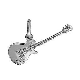 Anhänger E-Gitarre in echt Sterling-Silber 925, Charm, Ketten- oder Bettelarmband-Anhänger