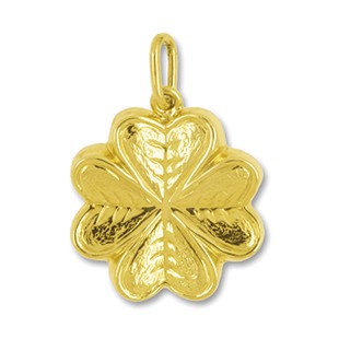 Anhänger Kleeblatt in echt Gelbgold, Charm, Ketten- oder Bettelarmband-Anhänger