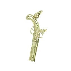 Anhänger Steinschlosspistole, Perkussionspistole, Piratenpistole in echt Sterling-Silber 925 und Gold, Ketten- oder Schlüssel-Anhänger
