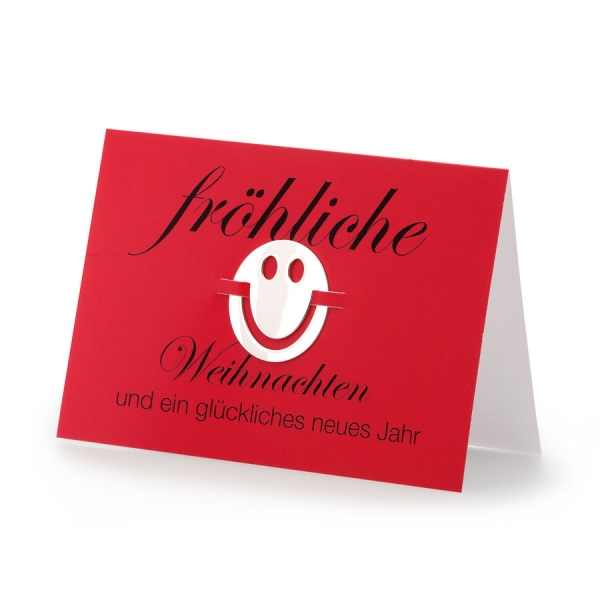 Lesezeichen Smiley versilbert - Fröhliche Weihnachten und ein glückliches neues Jah