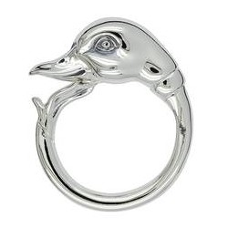 Federring Ente, Schlüsselring mit Schnappverschluss, Schlüsselmechanik in Silber 925/000 für Anhänger