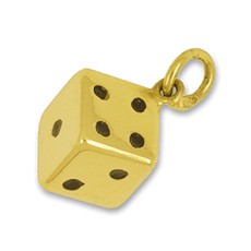 Anhänger Würfel in echt Gelbgold, Charm, Ketten- oder Bettelarmband-Anhänger