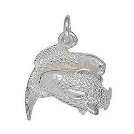Anhänger Fische, Tierkreiszeichen in echt Sterling-Silber 925 oder Gelbgold, Ketten- oder Schlüssel-Anhänger