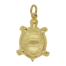 Anhänger Schildkröte in echt Gelbgold satiniert, Charm, Ketten- oder Bettelarmband-Anhänger