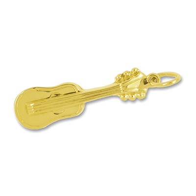 Anhänger Gitarre in echt Gold, Charm, Ketten- oder Bettelarmband-Anhänger