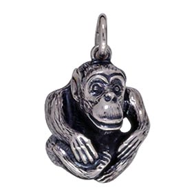 H-Customs AFFE Chimpanse kletternd Schlüsselanhänger Anhänger Silber aus Metall 
