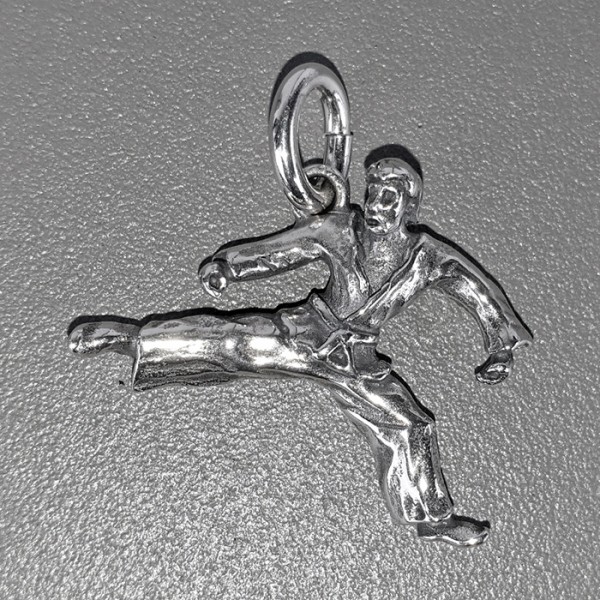 Anhänger Karate-Kämpfer in echt Sterling-Silber oder Gold, Ketten- oder Schlüssel-Anhänger