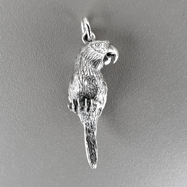 Anhänger Papagei in Sterling-Silber 925, Ketten- oder Schlüssel-Anhänger