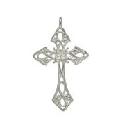Anhänger Jugendstil-Kreuz in echt Sterling-Silber 925 oder Gold, Ketten- oder Schlüssel-Anhänger