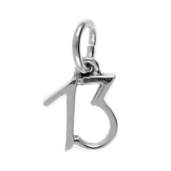 Anhänger 13 in echt Sterling-Silber 925 oder Gold, Charm, Ketten- oder Bettelarmband-Anhänger