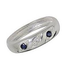 Taufring mit zwei Saphirsteinen in echt Sterling-Silber 925