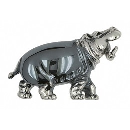Zierfigur Nilpferd, Flusspferd in echt Sterling-Silber, Standmodell