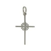 Anhänger Kreuz mit Blume in echt Sterling-Silber oder Gold, Ketten- oder Schlüssel-Anhänger
