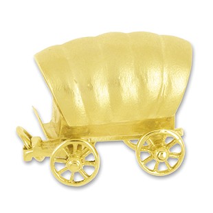 Anhänger Planwagen in echt Gold, Charm, Ketten- oder Bettelarmband-Anhänger
