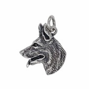 Anhänger Schäferhundkopf in echt Sterling-Silber 925 oder Gold, Charm, Ketten- oder Bettelarmband-Anhänger
