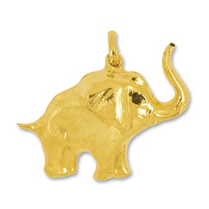 Anhänger Elefant in echt Gelbgold matt, Charm, Kettenanhänger oder Bettelarmband-Anhänger 