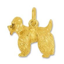 Anhänger Pudel, Hund stehend in echt Gelbgold 375, 585 oder 750, Charm, Ketten- oder Bettelarmband-Anhänger