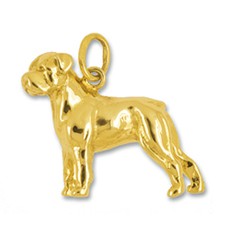 Anhänger Rottweiler, Hund in echt Gelbgold 375, 585 oder 750, Charm, Ketten- oder Bettelarmband-Anhänger