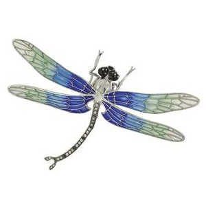 Anhänger oder Brosche Libelle in echt Sterling-Silber 925 bunt emailliert, Ketten- oder Schlüssel-Anhänger