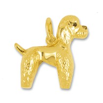 Anhänger Pudel, Hund stehend in echt Gelbgold 375, 585 oder 750, Charm, Ketten- oder Bettelarmband-Anhänger