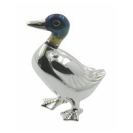 Zierfigur Ente in echt Sterling-Silber 925 emailliert
