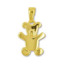 Anhänger Teddybär in echt Gelbgold 585, Charm, Ketten- oder Bettelarmband-Anhänger