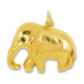 Anhänger Elefant in echt Gelbgold, Charm, Kettenanhänger oder Bettelarmband-Anhänger 