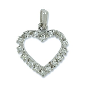 Anhänger Herz echt Weißgold 585 oder 750 mit Brillanten, Charm, Ketten- oder Bettelarmband-Anhänger