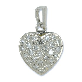 Anhänger Herz in echt Weißgold 585 mit Brillanten, Charm, Ketten- oder Bettelarmband-Anhänger