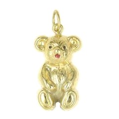 Anhänger Teddybär echt Gelbgold 375. 585, 750, Charm, Ketten- oder Bettelarmband-Anhänger