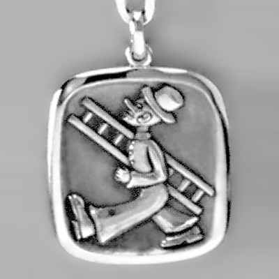 Anhänger Schornsteinfeger in echt Sterling-Silber 925, Ketten- oder Schlüssel-Anhänger