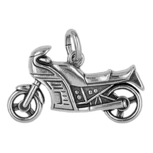 Anhänger Motorrad in echt Sterling-Silber 925 und Gold, Ketten- oder Schlüssel-Anhänger