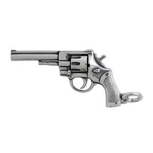 Anhänger Revolver, Handfeuerwaffe in echt Sterling-Silber 925 und Gold, Ketten- oder Schlüssel-Anhänger