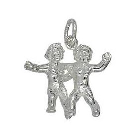 Anhänger Zwillinge, Tierkreiszeichen in echt Sterling-Silber 925 oder Gelbgold, Ketten- oder Schlüssel-Anhänger