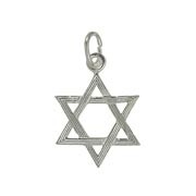 Anhänger Davidstern, Sechsstern in echt Sterling-Silber 925 weiß, Charm, Ketten- oder Bettelarmband-Anhänger